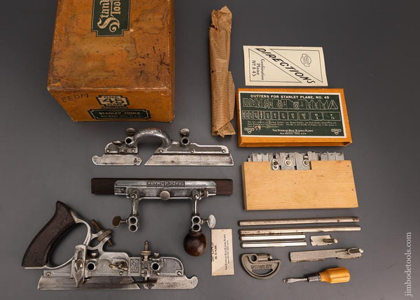 Fine & 100% Complete in Original Box STANLEY No. A45 ALUMINUM Combination Plane - 100958