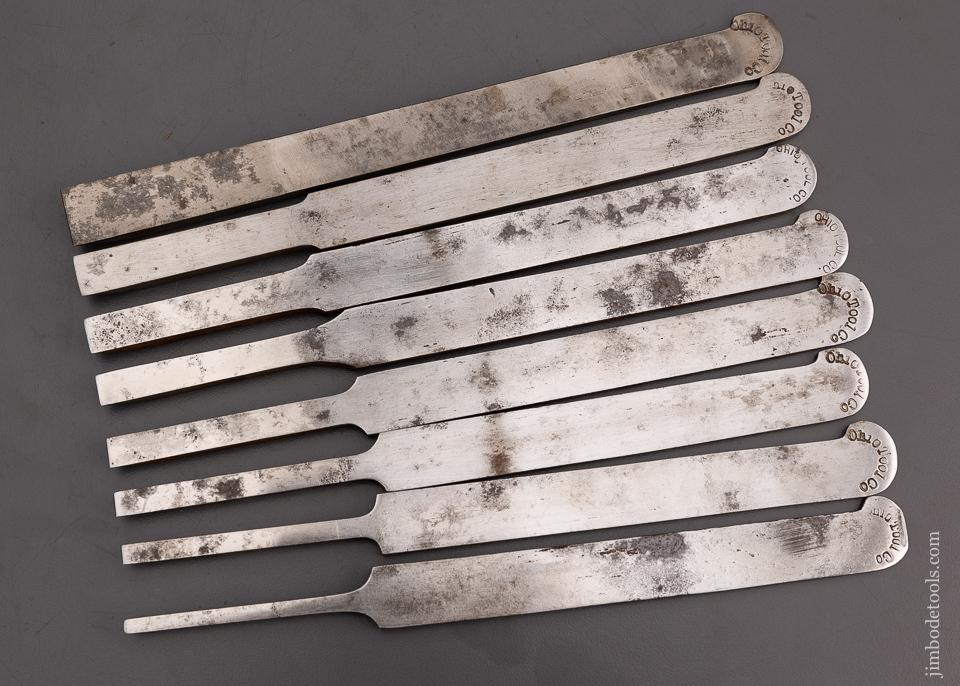 Complete Set 1 through 8 OHIO TOOL CO. Center Wheel Plow Plane Irons - 101023
