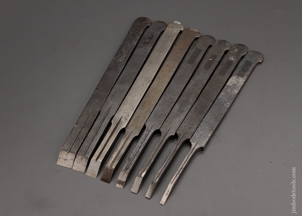 Complete Set of 8 Plow Plane Irons by OHIO TOOL CO. for Center Wheel Plow Plane - 1101160