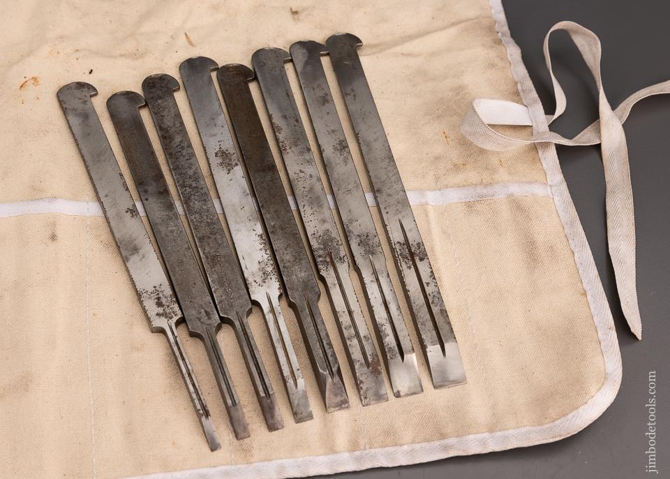 Complete Set of 8 SANDUSKY Plow Plane Irons for Center Wheel Plow Plane - 101171