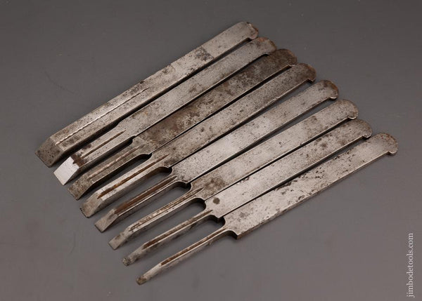 Complete Set of 8 Plow Plane Irons by OHIO TOOL CO. for Center Wheel Plow Plane - 101172