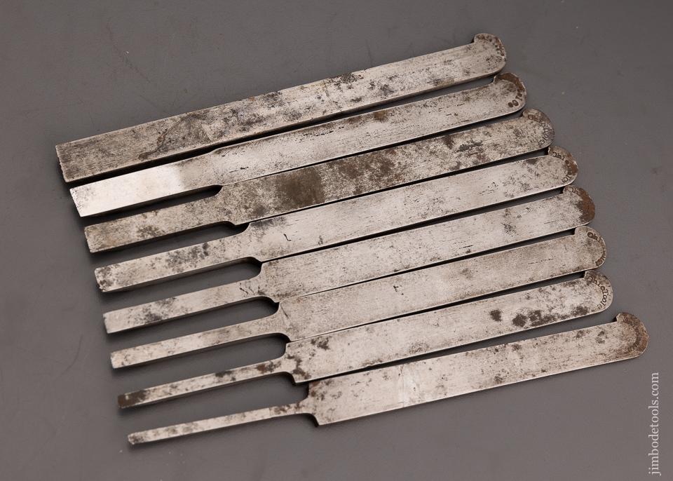 Complete Set of 8 Plow Plane Irons by OHIO TOOL CO. for Center Wheel Plow Plane - 101172
