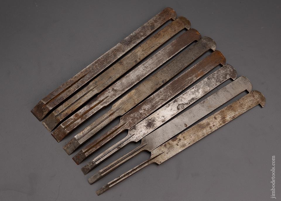 Complete Set of 8 SANDUSKY Plow Plane Irons for Center Wheel Plow Plane - 101216