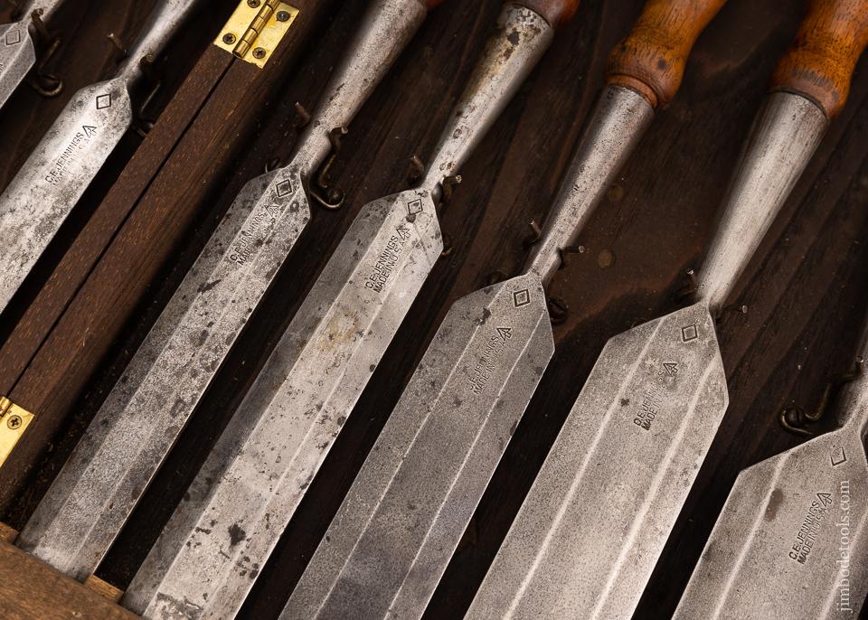 Magnificent Complete Set of 12 C.E. JENNINGS Bevel Edge Socket Firmer Chisels in Original Box - 101233
