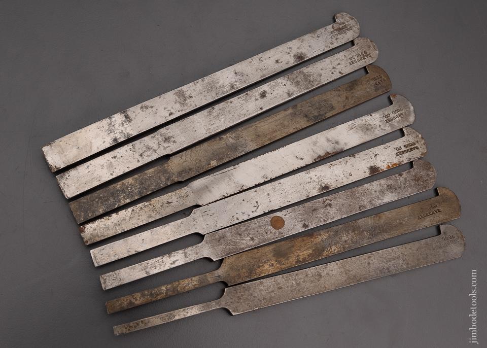 Complete Set of 8 SANDUSKY Plow Plane Irons for Center Wheel Plow Plane - 101238