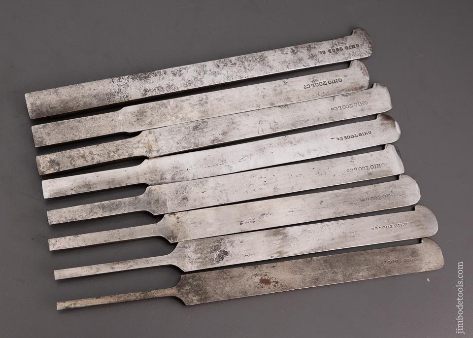 Complete Set of 8 Plow Plane Irons by OHIO TOOL CO. for Center Wheel Plow Plane - 101241