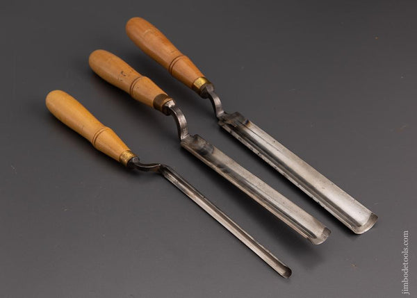 3 Near Mint BUCK BROS. Crank Neck Paring Gouges - 101244