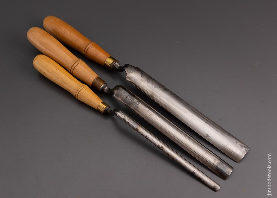 3 Near Mint BUCK BROS. Crank Neck Paring Gouges - 101244