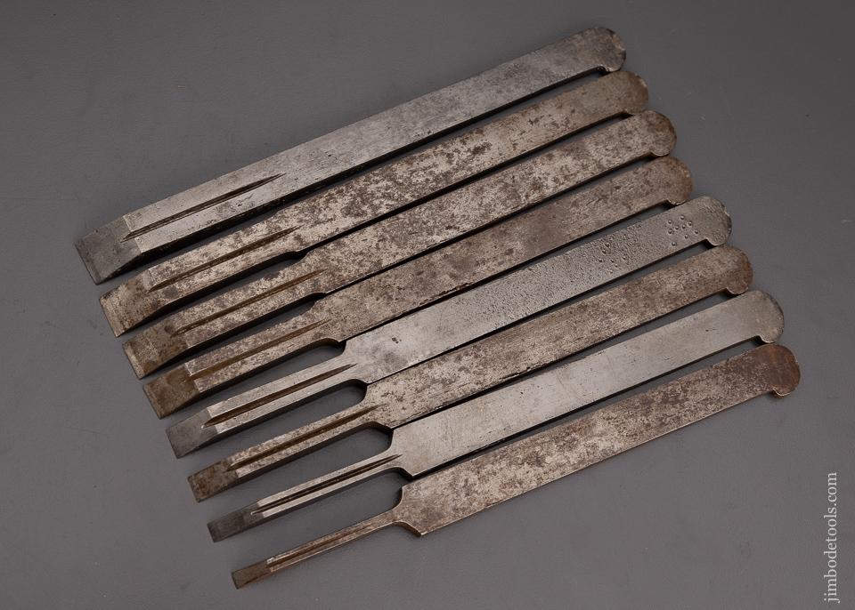 Complete Set of 8 SANDUSKY Plow Plane Irons for Center Wheel Plow Plane - 101246