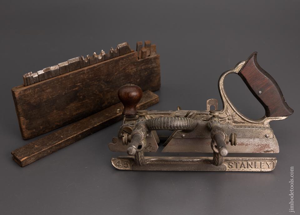STANLEY No. 45 Combination Plow Plane with 17 Cutters & 2 Stops - 101260