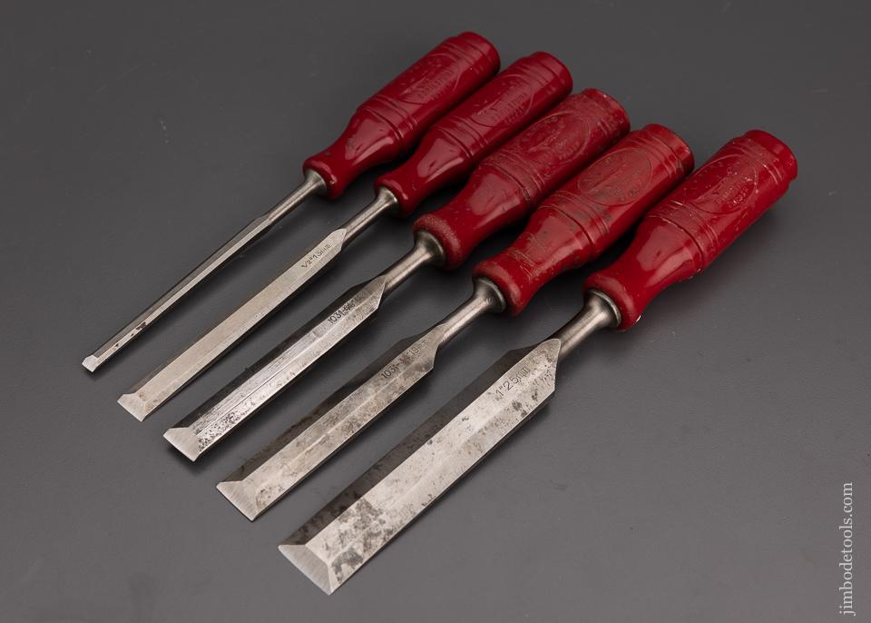 Near Mint Set of 5 Chisels E.A. BERG ESKILSTUNA SWEDEN - 101298