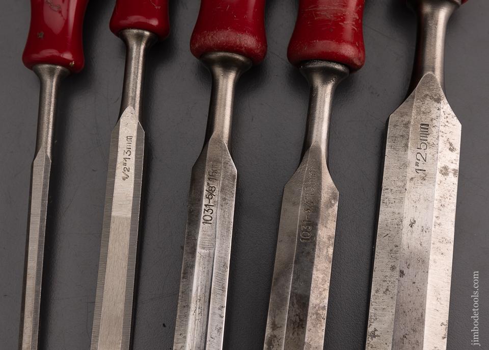 Near Mint Set of 5 Chisels E.A. BERG ESKILSTUNA SWEDEN - 101298