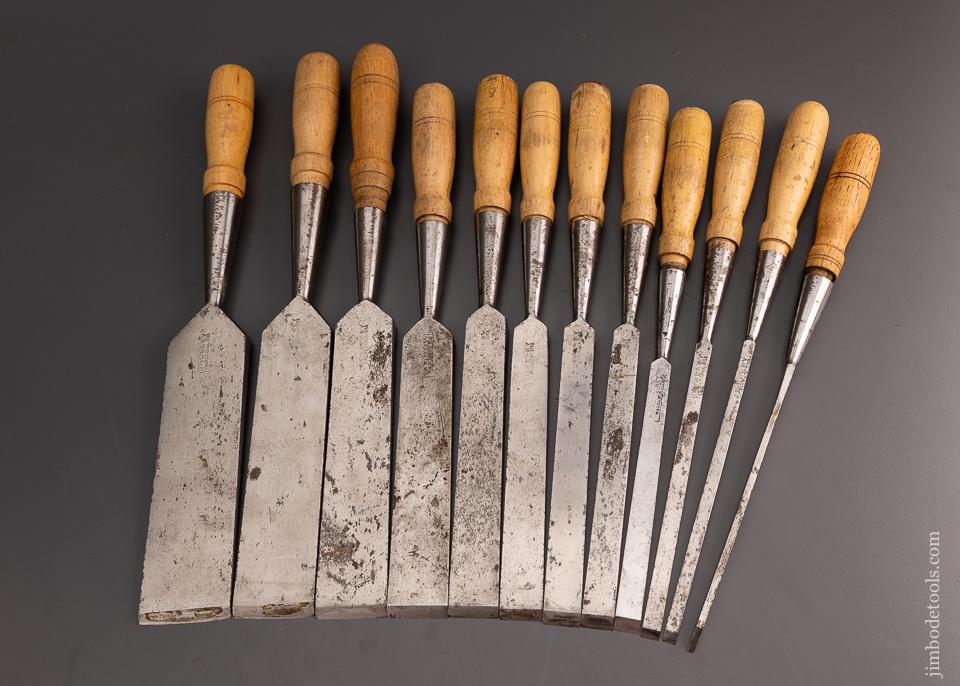 Complete & Fine Set of 12 T.H. WITHERBY Socket Firmer Chisels - 101314