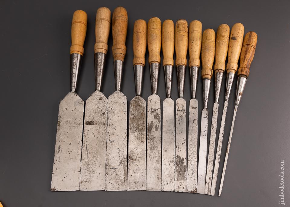 Complete & Fine Set of 12 T.H. WITHERBY Socket Firmer Chisels - 101314