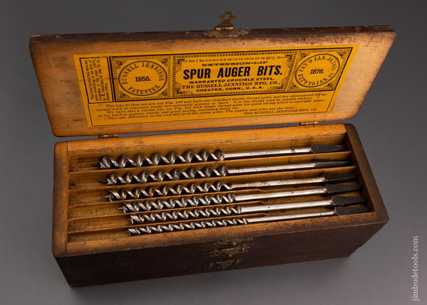 Extra Fine Complete Set of 13 RUSSELL JENNINGS Auger Bits in Original Three Tiered Box - 101322