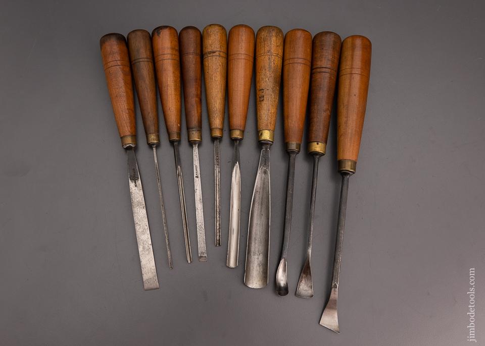 Nice Set of 10 Vintage BUCK BROS. Carving Chisels - 101349