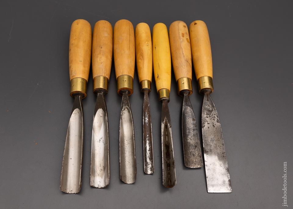 Extra Fine Large Set of 7 ADDIS Gouges up to 1 5/16 Inches Wide - 101536
