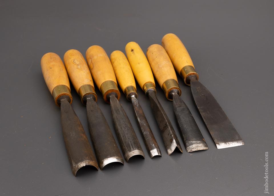 Extra Fine Large Set of 7 ADDIS Gouges up to 1 5/16 Inches Wide - 101536