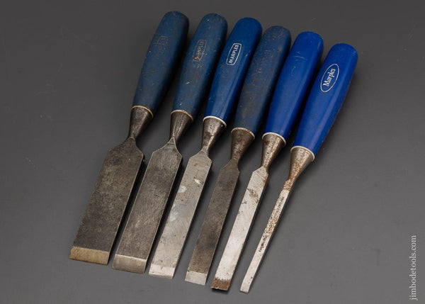Graduated Set of 6 MARPLES. Blue Chip Chisels - 101609