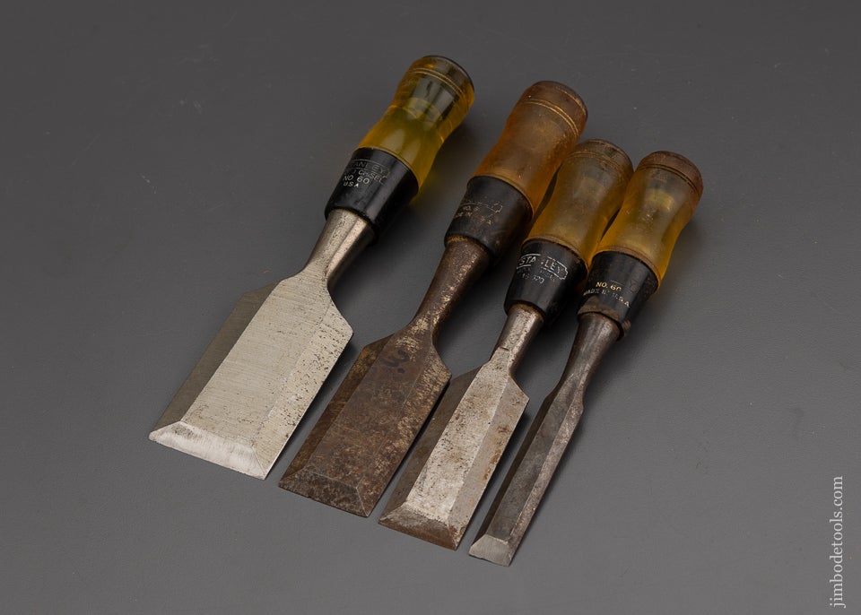 Set of  4 STANLEY No. 60 Chisels - 101612
