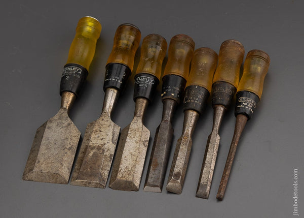 Graduated Set of  7 STANLEY No. 60 Chisels - 101623