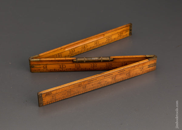 LUFKIN No. 2072 Folding Rule Level with Inset Plumb Vial, Rare half bound. Good+ - 101659