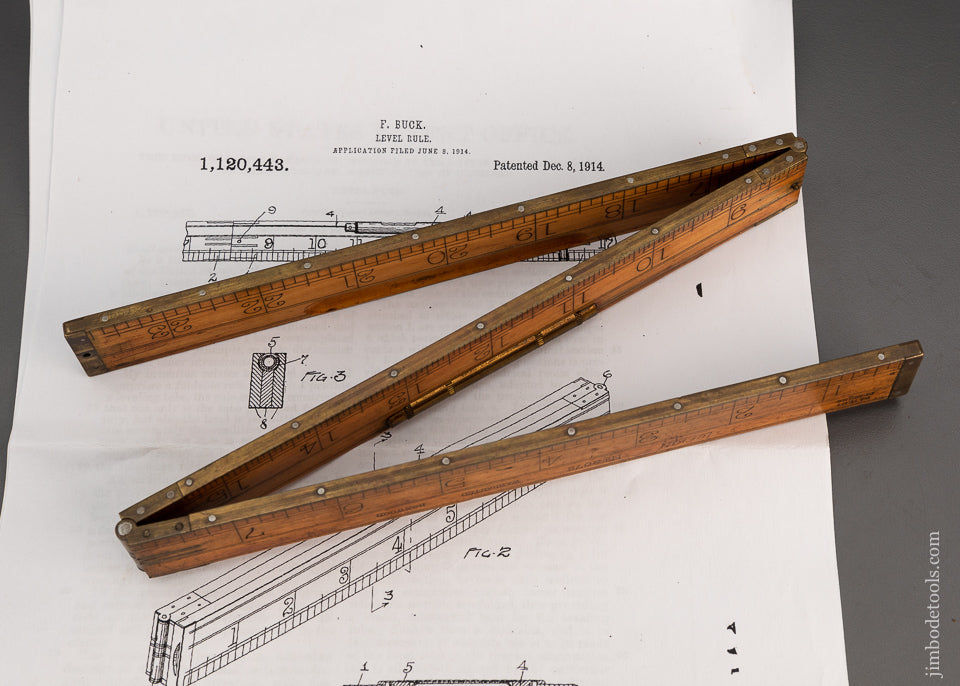 LUFKIN No. 2072 Folding Rule Level with Inset Plumb Vial, Rare half bound. Good+ - 101659