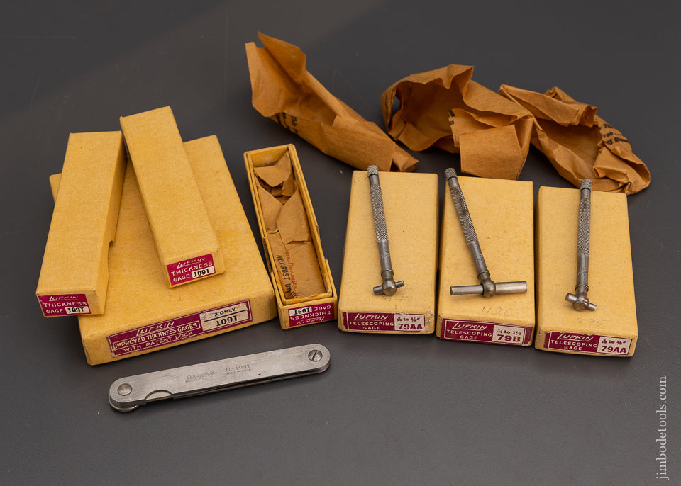 LUFKIN 3 Telescoping Gages & 3 Thickness Gages Mint in Boxes - 101716