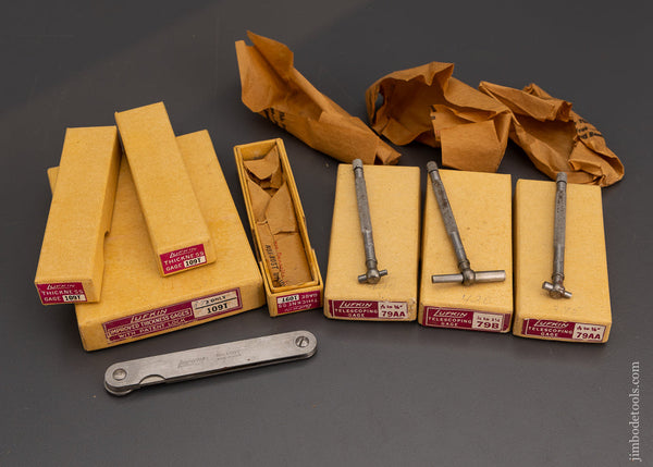 LUFKIN 3 Telescoping Gages & 3 Thickness Gages Mint in Boxes - 101716