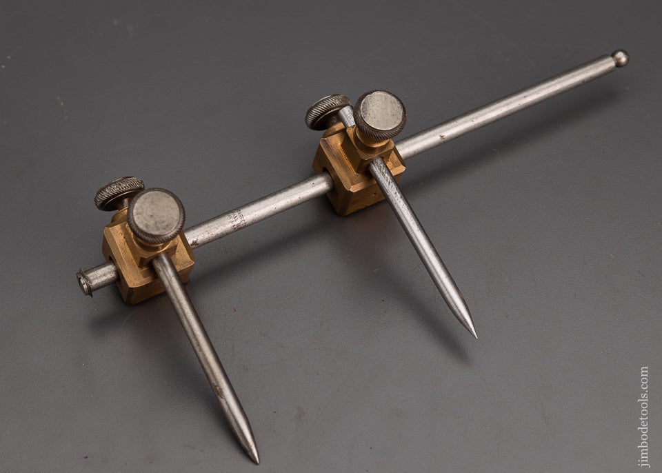 Pretty Brass Trammel Points on STARRETT Marking Gage Beam - 101776