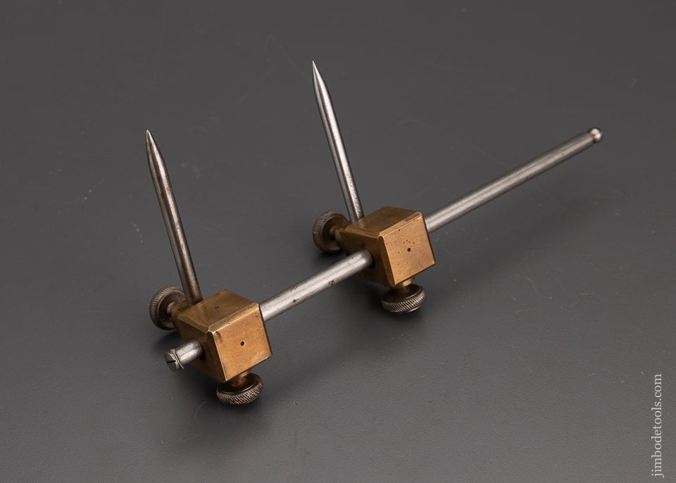 Pretty Brass Trammel Points on STARRETT Marking Gage Beam - 101776