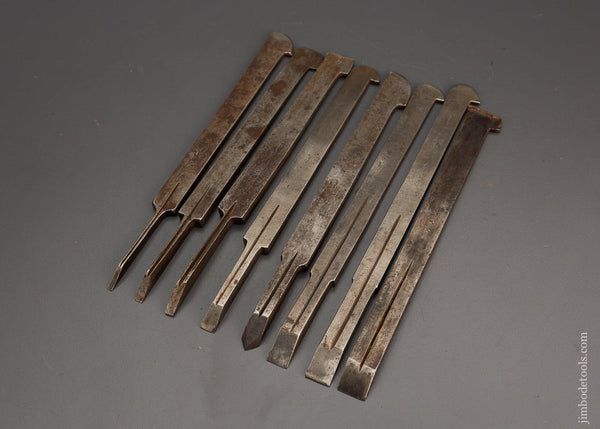 Graduated Set of 8 Plow Plane Irons Mixed Maker - 101781