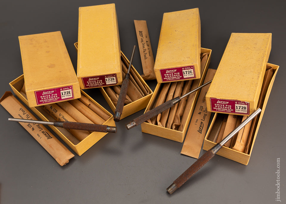4 LUFKIN No. 172 Drive Pin Punches in Boxes 8 inch - 101829