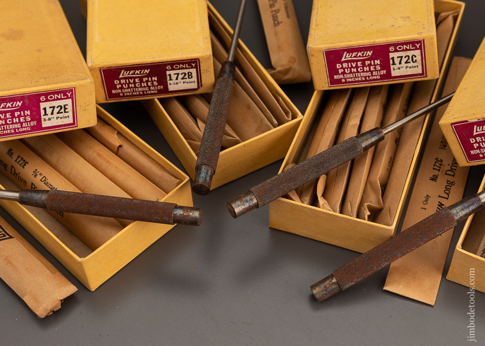 4 LUFKIN No. 172 Drive Pin Punches in Boxes 8 inch - 101829