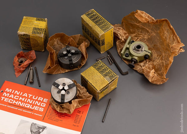 Mint in Box UNIMAT Indexing & Dividing Head, 3 Jaw roll Chuck & 4 Jaw Chuck - 101860