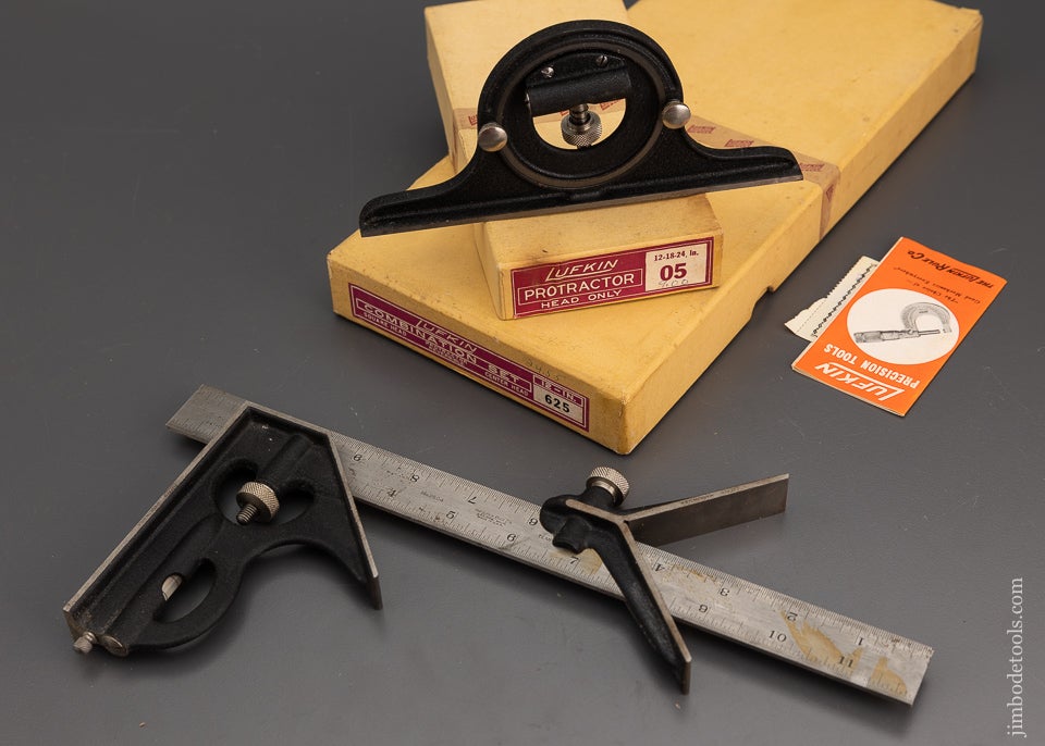 LUFKIN 12 Inch Combination Square with Protractor Head Both Mint in Box - 101868
