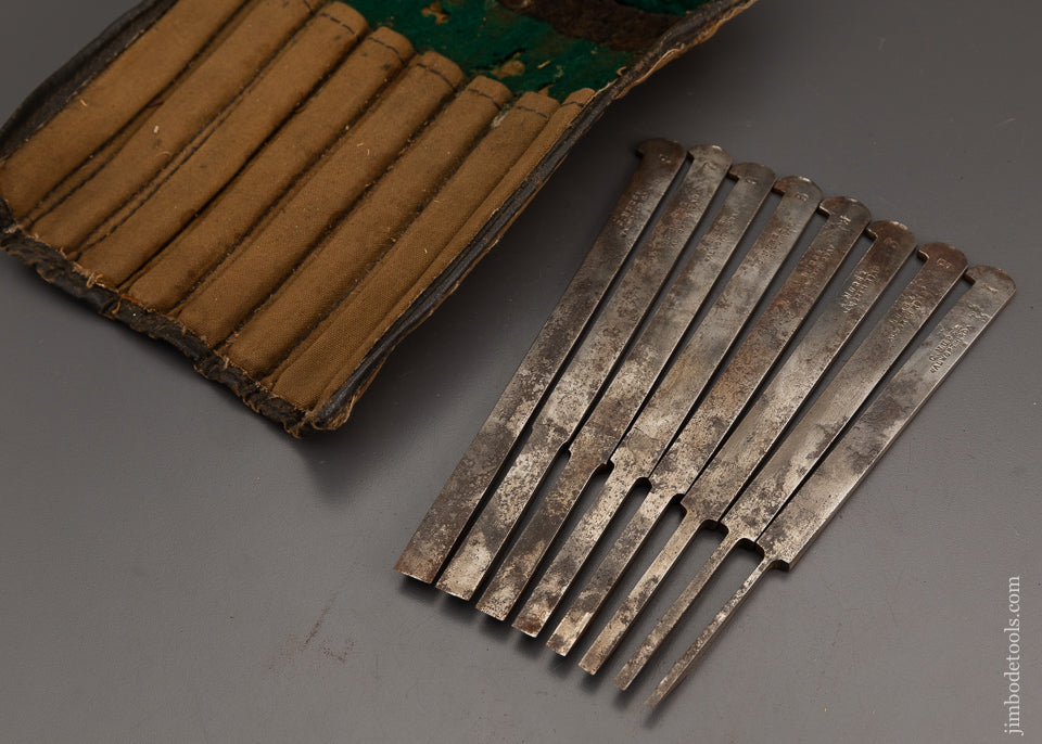 Fine Graduated Set of 8 Plow Plane Irons by C. NURSE - 101925