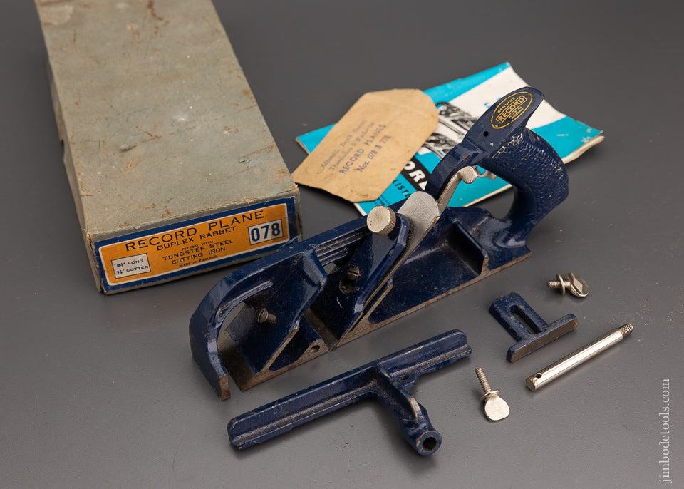 RECORD No. 078 Rabbet Plane 100% Complete Near Mint in Box - 102002