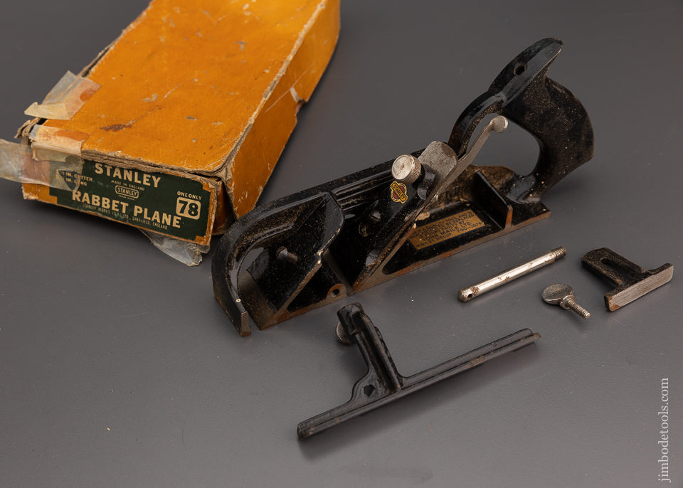STANLEY No. 078 Rabbet Plane 100% Complete Near Mint in Box - 102003
