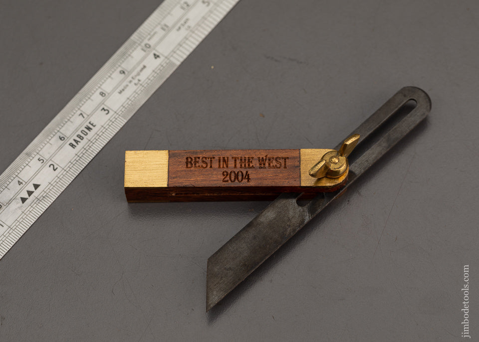 4 Inch BEST IN THE WEST 2004 Rosewood and Brass Bevel Square - 102038