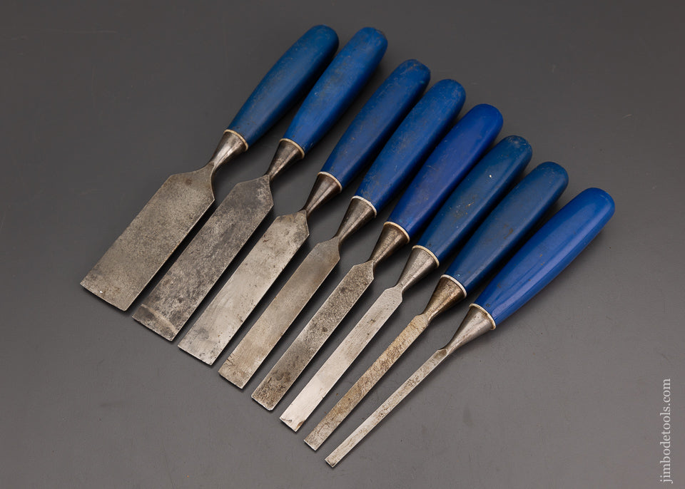 Fine Set of 8 MARPLES Bevel Edge Blue Chip Chisels - 102177