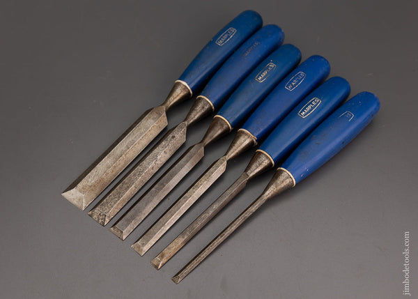 Fine Set of 6 MARPLES Bevel Edge Blue Chip Chisels - 102178