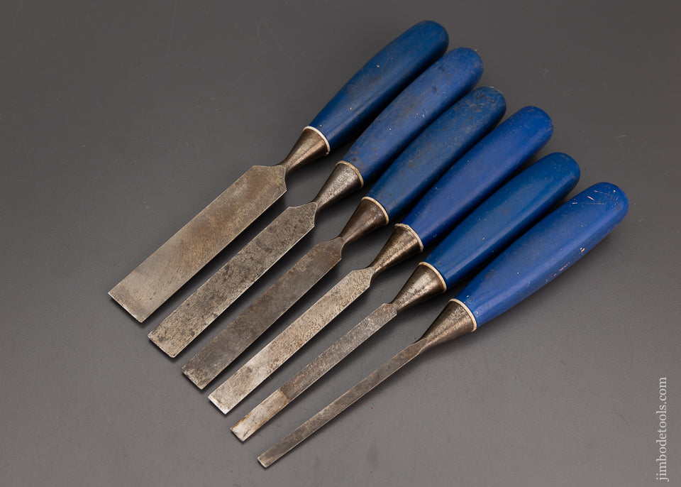 Fine Set of 6 MARPLES Bevel Edge Blue Chip Chisels - 102178