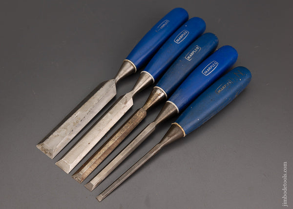 Fine Set of 5 MARPLES Bevel Edge Blue Chip Chisels - 102179