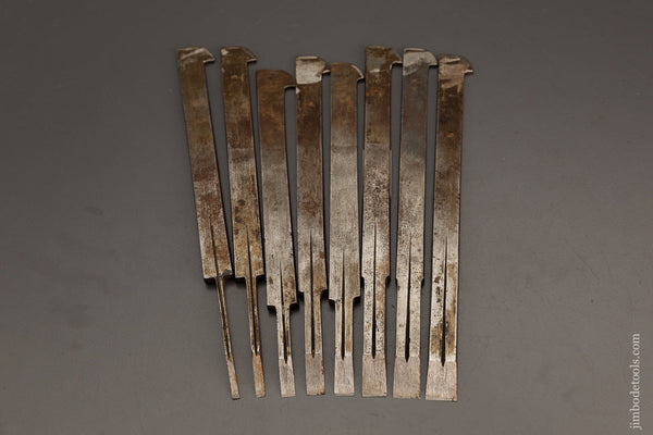 Fine Graduated Set of I. SORBY Plow Plane Irons Numbered 1-8 - 102191