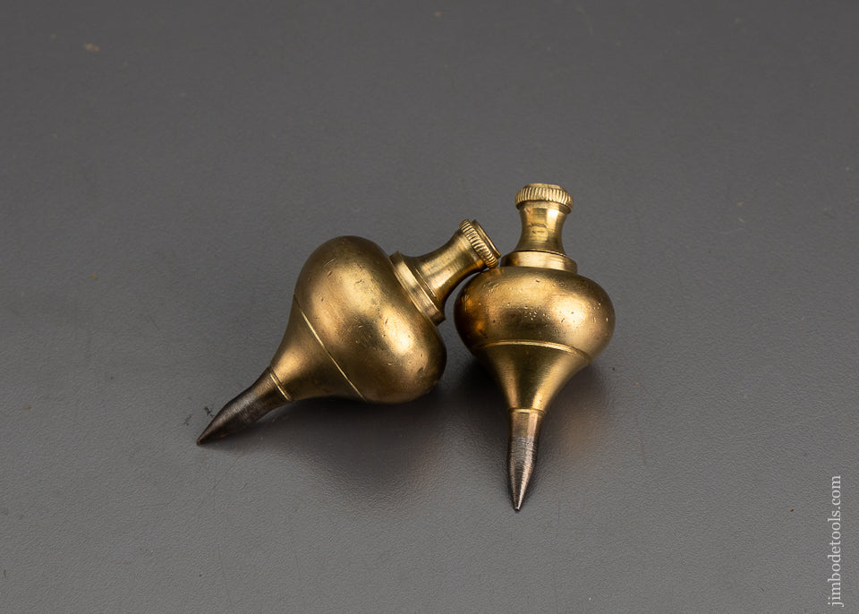 2 Signed MARPLES  Brass & Steel Plumb Bobs - 102201