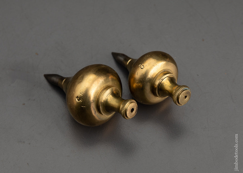 2 Signed MARPLES  Brass & Steel Plumb Bobs - 102201