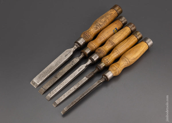 Excellent Graduated Set of 5 MARPLES Heavy Mortise Chisels - 102232