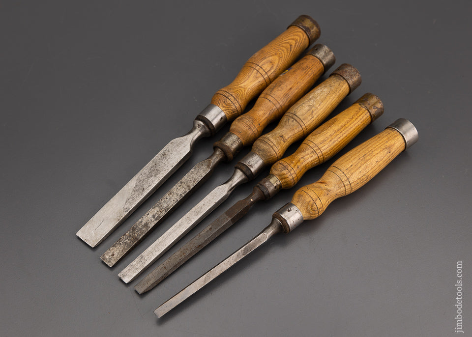 Excellent Graduated Set of 5 MARPLES Heavy Mortise Chisels - 102232