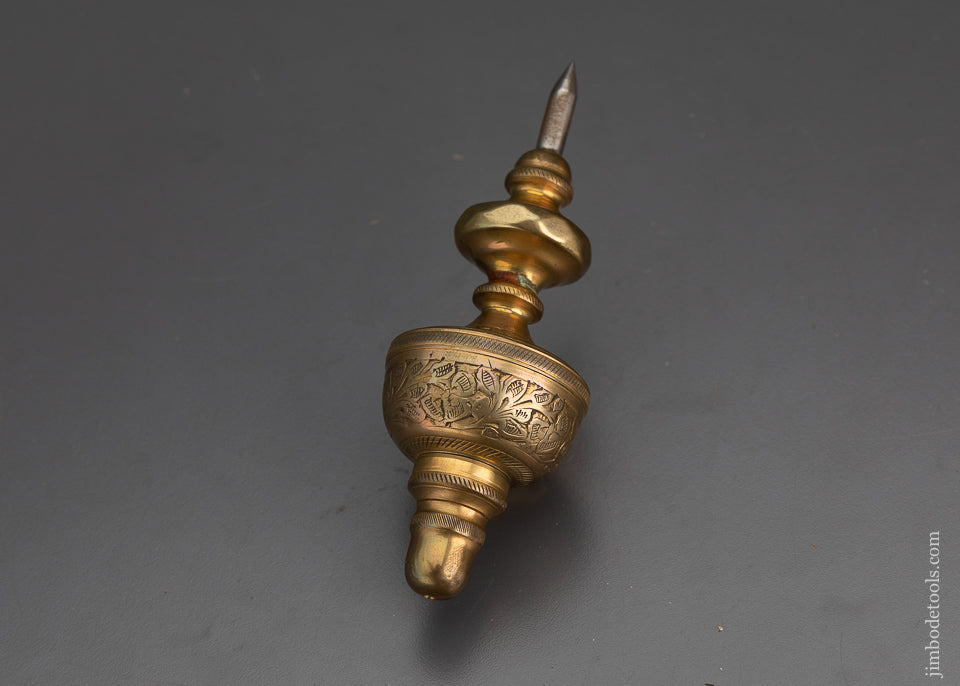 Gorgeous Lavishly Engraved Ornate Brass Plumb Bob - 102257